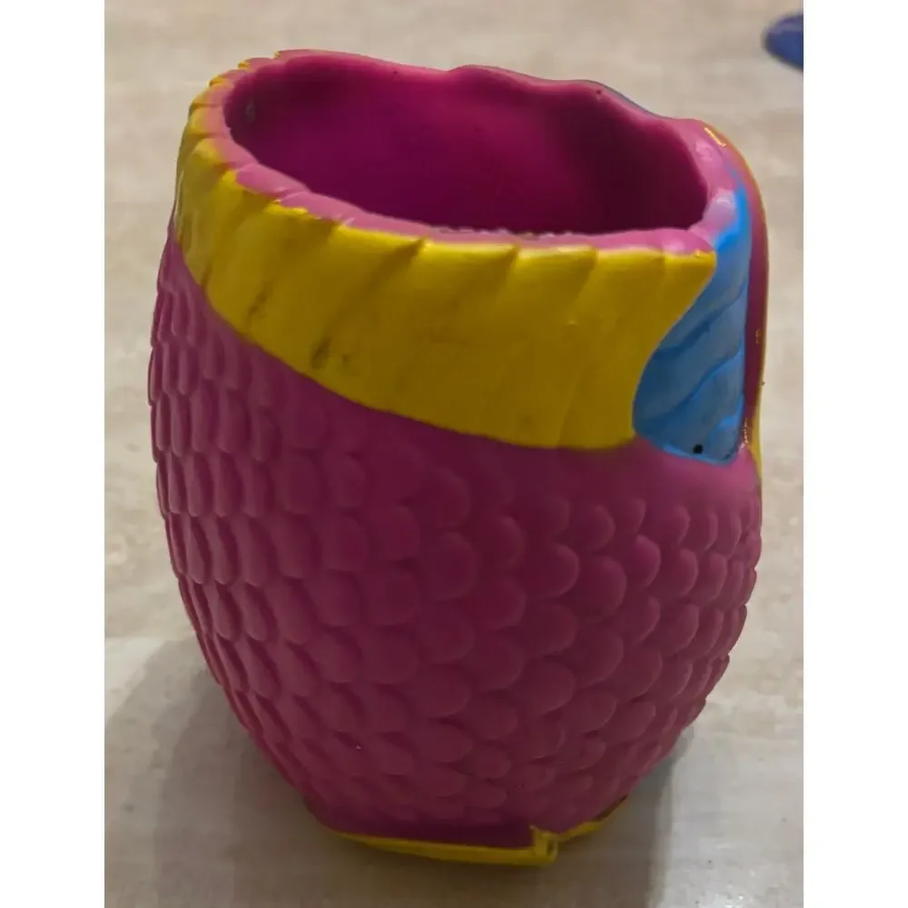 Vintage TGI Friday's Restaurant Rubber Drink Koozie TGIF Pink Yellow Blue Fish